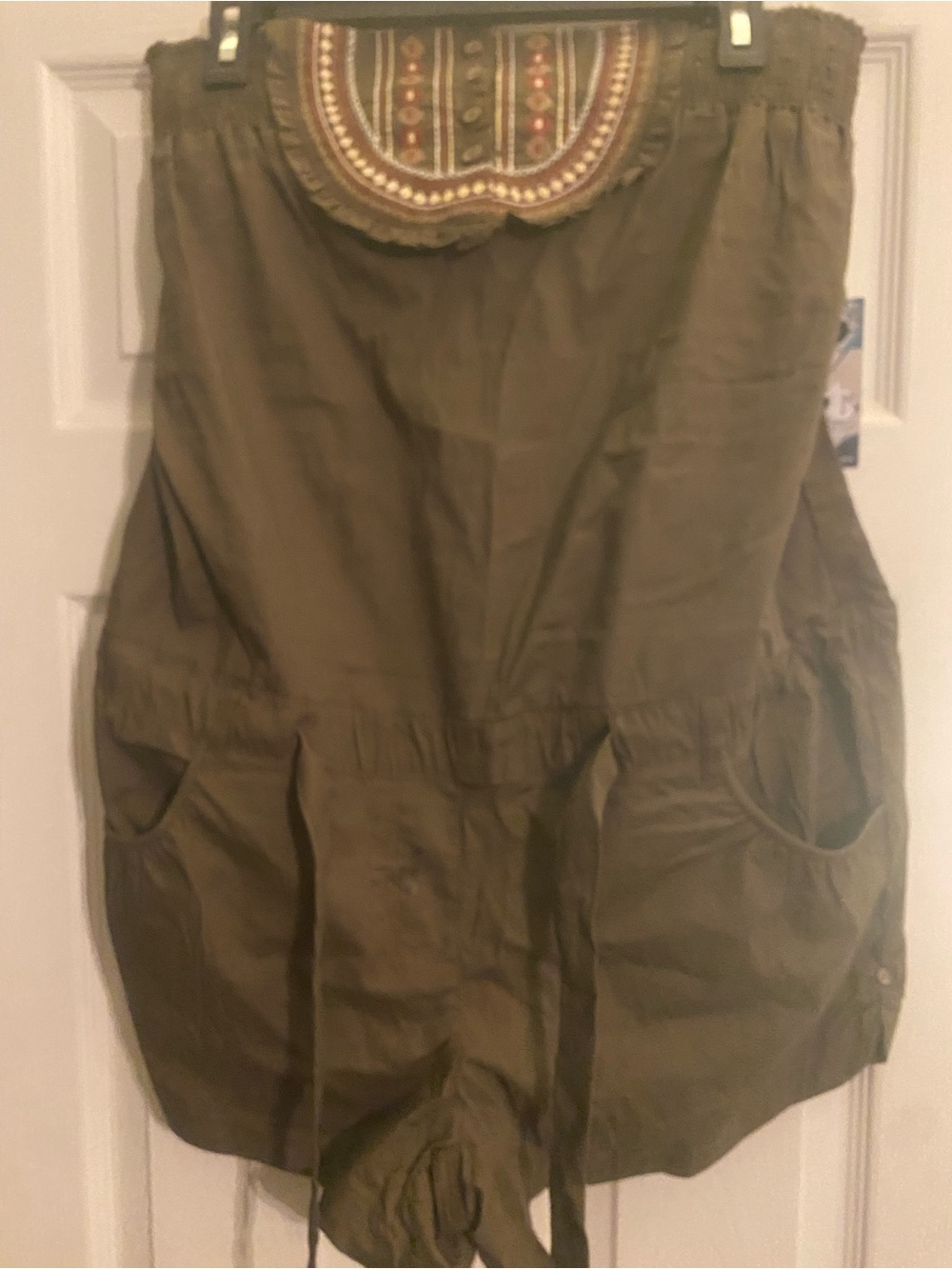 Jolt Olive Green Embroidered Romper